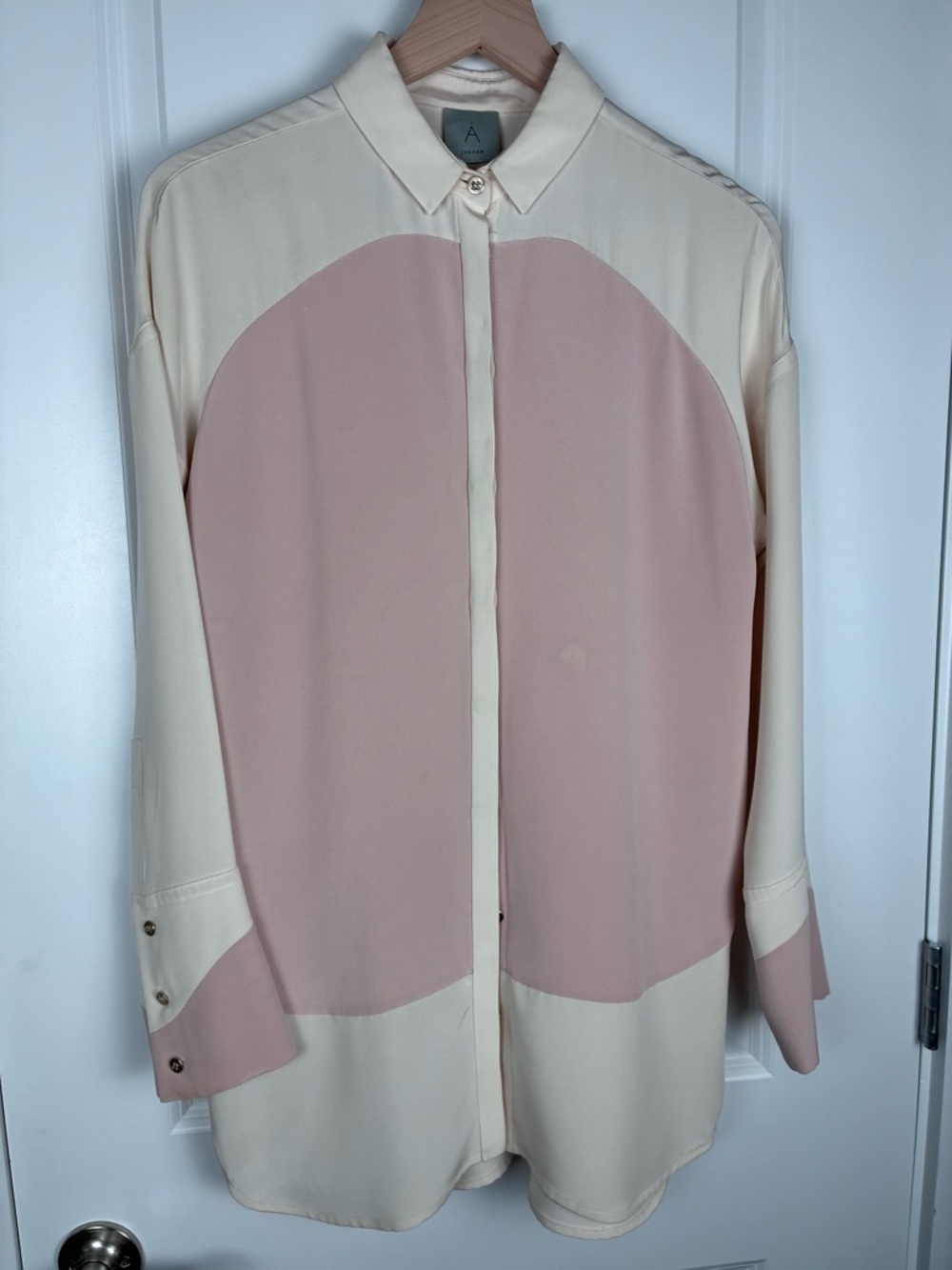 Jigsaw Silk Blush Pink Button Down Top - 100% Silk Womens 6